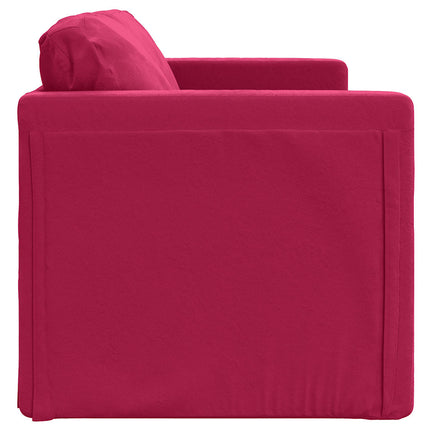 Golvbäddsoffa 2-i-1 vinröd 122x204x55 cm sammet