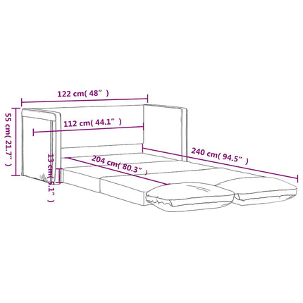 Golvbäddsoffa 2-i-1 vinröd 122x204x55 cm sammet