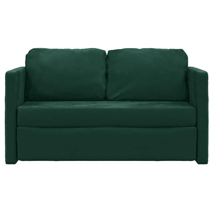 Golvbäddsoffa 2-i-1 mörkgrön 122x204x55 cm sammet
