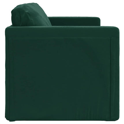 Golvbäddsoffa 2-i-1 mörkgrön 122x204x55 cm sammet