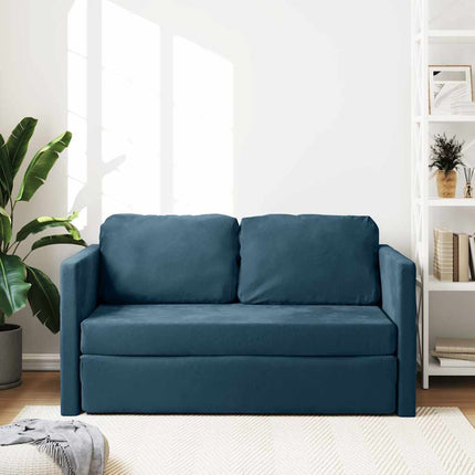 Golvbäddsoffa 2-i-1 blå 122x204x55 cm sammet