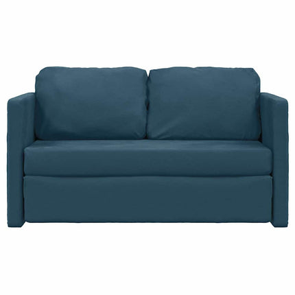 Golvbäddsoffa 2-i-1 blå 122x204x55 cm sammet