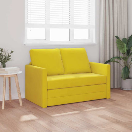 Golvbäddsoffa 2-i-1 mörkgul 122x204x55 cm sammet