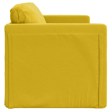 Golvbäddsoffa 2-i-1 mörkgul 122x204x55 cm sammet