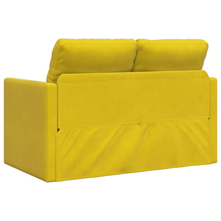 Golvbäddsoffa 2-i-1 mörkgul 122x204x55 cm sammet