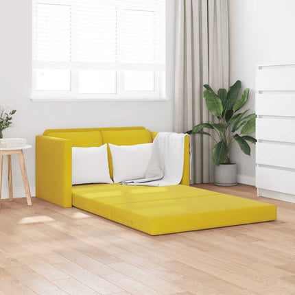 Golvbäddsoffa 2-i-1 mörkgul 122x204x55 cm sammet