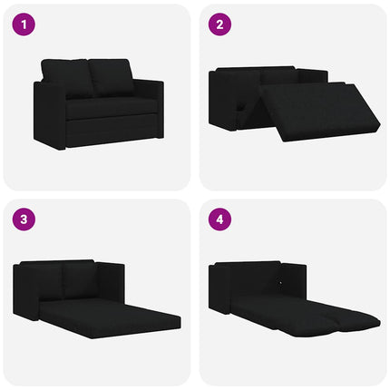 Golvbäddsoffa 2-i-1 svart 112x174x55 cm tyg
