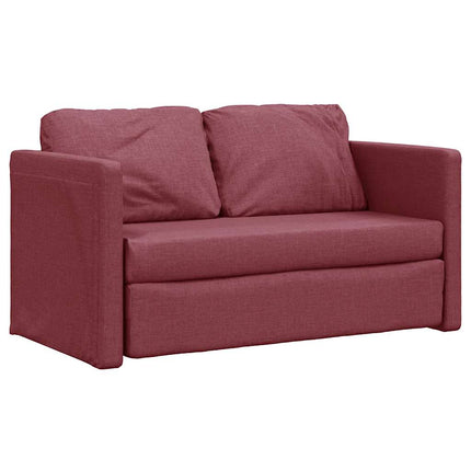 Golvbäddsoffa 2-i-1 vinröd 112x174x55 cm tyg