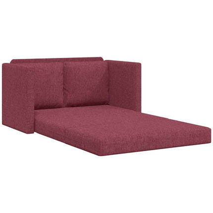 Golvbäddsoffa 2-i-1 vinröd 112x174x55 cm tyg