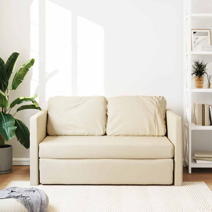 Golvbäddsoffa 2-i-1 gräddvit 112x174x55 cm tyg