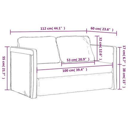 Golvbäddsoffa 2-i-1 gräddvit 112x174x55 cm tyg