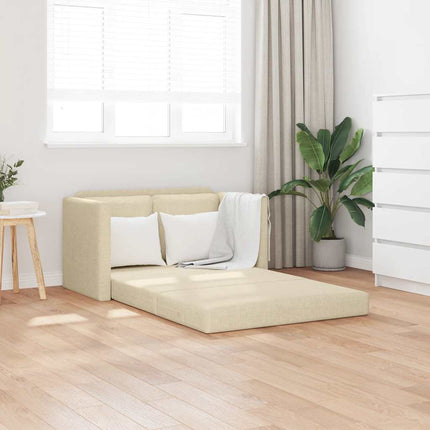 Golvbäddsoffa 2-i-1 gräddvit 112x174x55 cm tyg