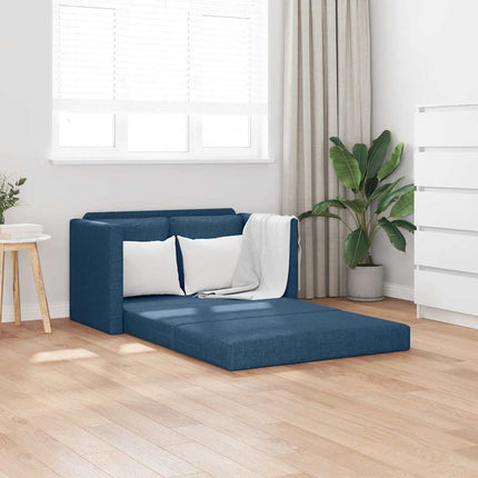 Golvbäddsoffa 2-i-1 blå 112x174x55 cm tyg