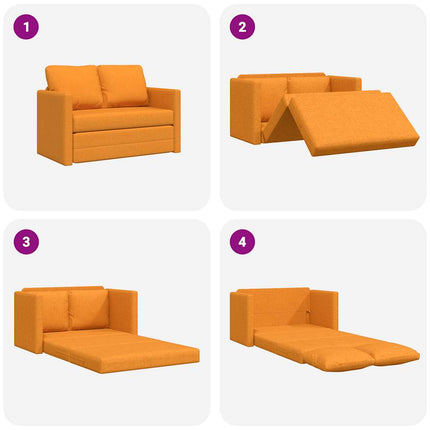Golvbäddsoffa 2-i-1 mörkgul 112x174x55 cm tyg