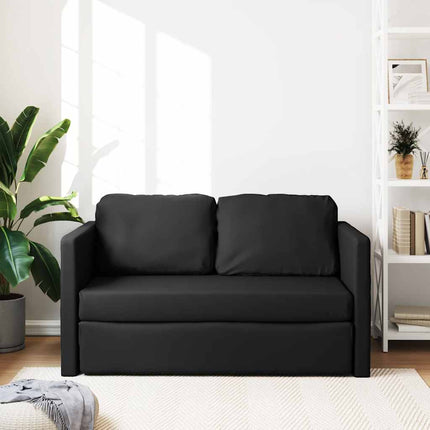 Golvbäddsoffa 2-i-1 svart 112x174x55 cm konstläder