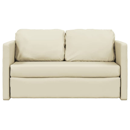 Golvbäddsoffa 2-i-1 gräddvit 112x174x55 cm konstläder