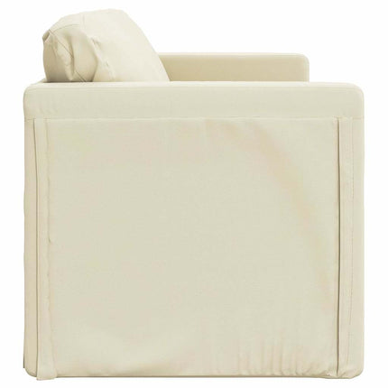 Golvbäddsoffa 2-i-1 gräddvit 112x174x55 cm konstläder