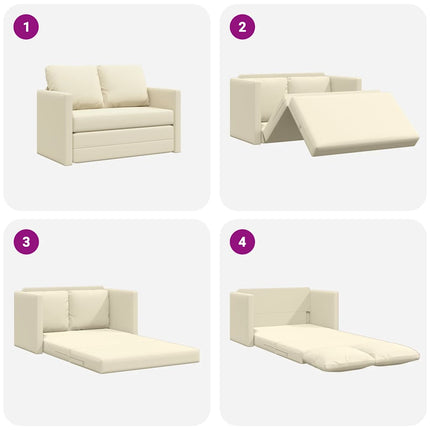 Golvbäddsoffa 2-i-1 gräddvit 112x174x55 cm konstläder