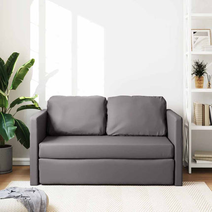 Golvbäddsoffa 2-i-1 grå 112x174x55 cm konstläder