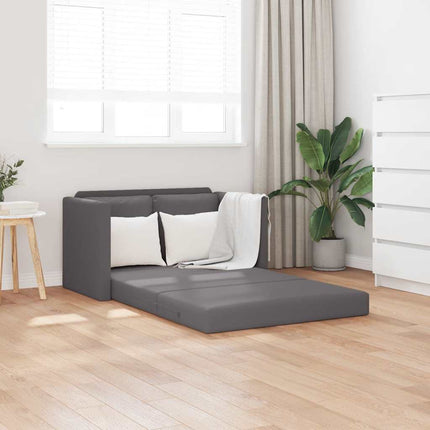 Golvbäddsoffa 2-i-1 grå 112x174x55 cm konstläder