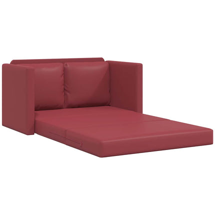Golvbäddsoffa 2-i-1 vinröd 112x174x55 cm konstläder