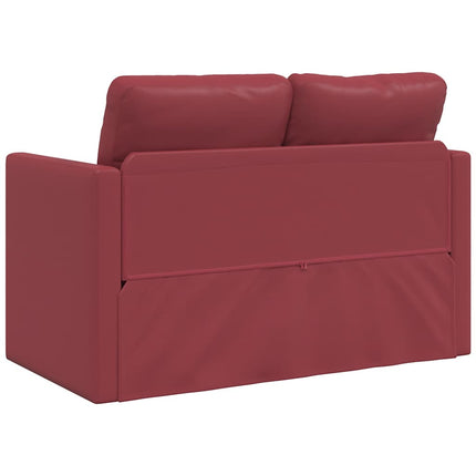 Golvbäddsoffa 2-i-1 vinröd 112x174x55 cm konstläder