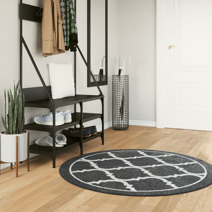 Matta tvättbar svart och vit Ø120 cm