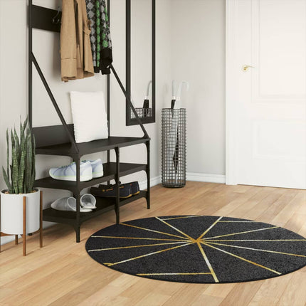Matta tvättbar svart och guld Ø120 cm