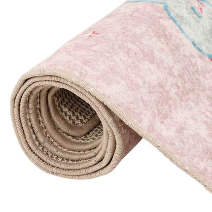Barnmatta rosa 160x230 cm enhörning tvättbar