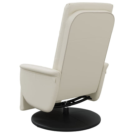 Reclinerfåtölj med fotstöd gräddvit konstläder