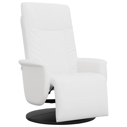 Reclinerfåtölj med fotstöd vit konstläder