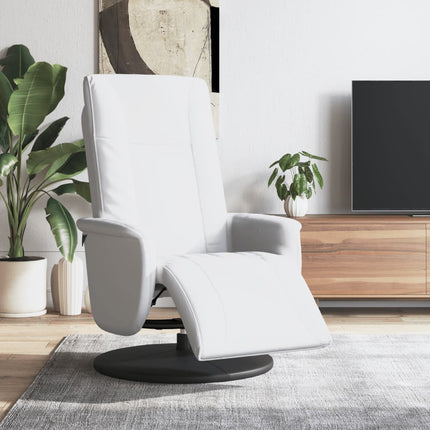 Reclinerfåtölj med fotstöd vit konstläder