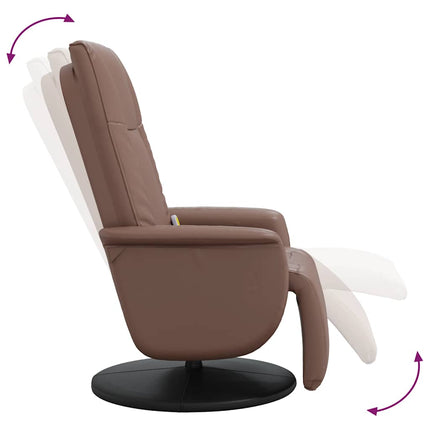 Reclinerfåtölj med fotstöd brun konstläder