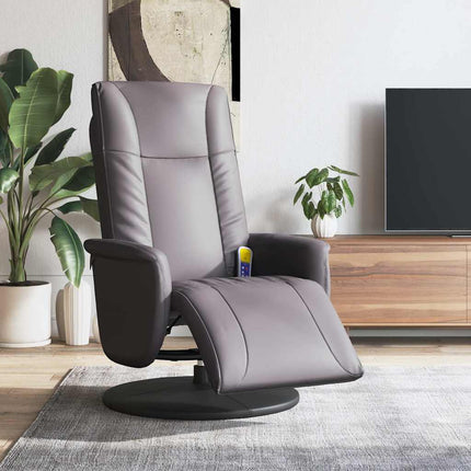 Massagefåtölj med fotstöd grå konstläder