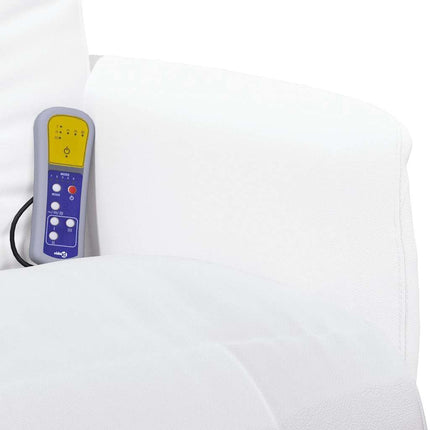 Massagefåtölj med fotstöd vit konstläder