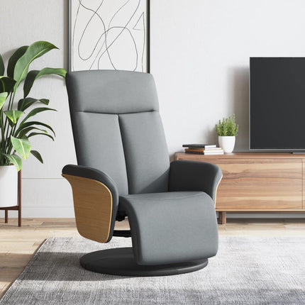Reclinerfåtölj med fotstöd ljusgrå tyg