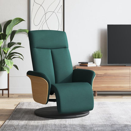 Reclinerfåtölj med fotstöd mörkgrön tyg