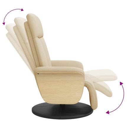 Reclinerfåtölj med fotpall gräddvit tyg