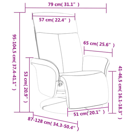 Reclinerfåtölj med fotstöd blå tyg