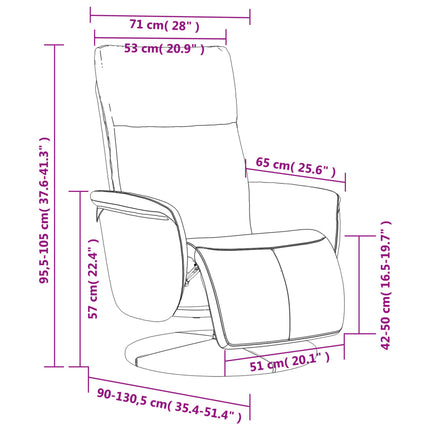 Reclinerfåtölj med fotstöd cappuccino konstläder