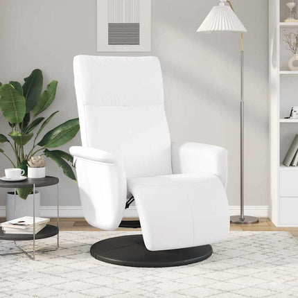 Reclinerfåtölj med fotstöd vit konstläder