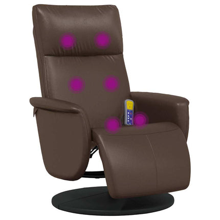 Reclinerfåtölj med fotstöd brun konstläder