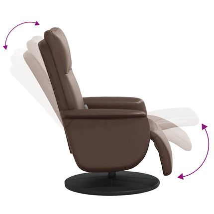 Reclinerfåtölj med fotstöd brun konstläder