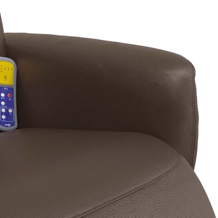 Reclinerfåtölj med fotstöd brun konstläder