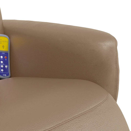 Massagefåtölj med fotstöd cappuccino konstläder