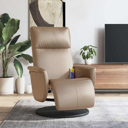 Massagefåtölj med fotstöd cappuccino konstläder