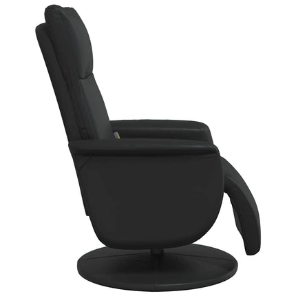 Massagefåtölj med fotstöd svart konstläder