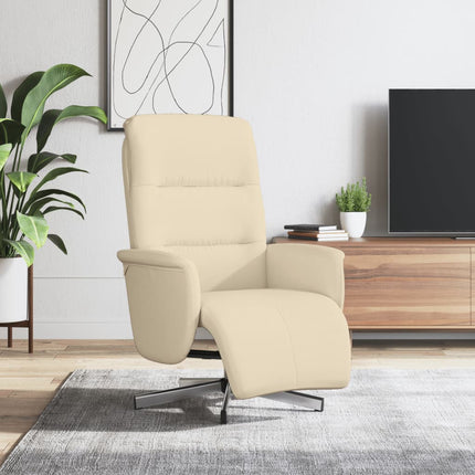 Reclinerfåtölj med fotpall gräddvit tyg
