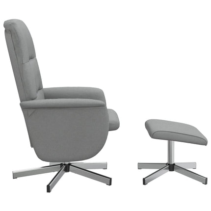 Reclinerfåtölj med fotpall ljusgrå tyg