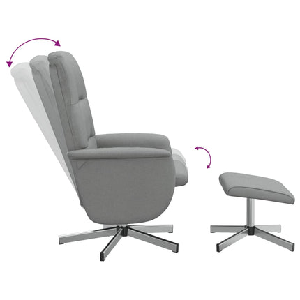 Reclinerfåtölj med fotpall ljusgrå tyg